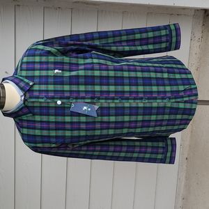 WILLIAM MURRAY Golf Irreverent Tartan Plaid Blend Mens XL Long Sleeve Shirt NEW